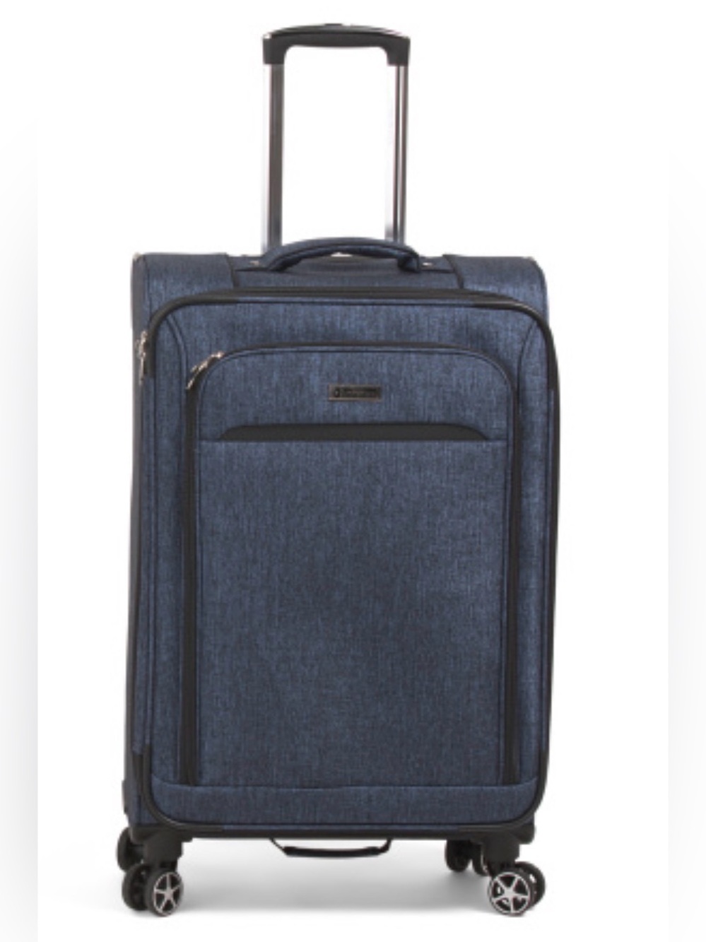 London Fog 28” Soft Side Essex Expandable large Spinner suitcase denim blue